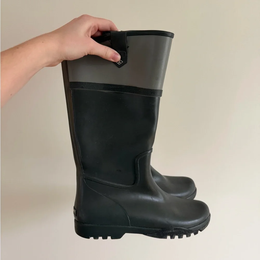 Sperry Two-Tone Tall Rain Boots in Black and Gray - Picture 5 of 5